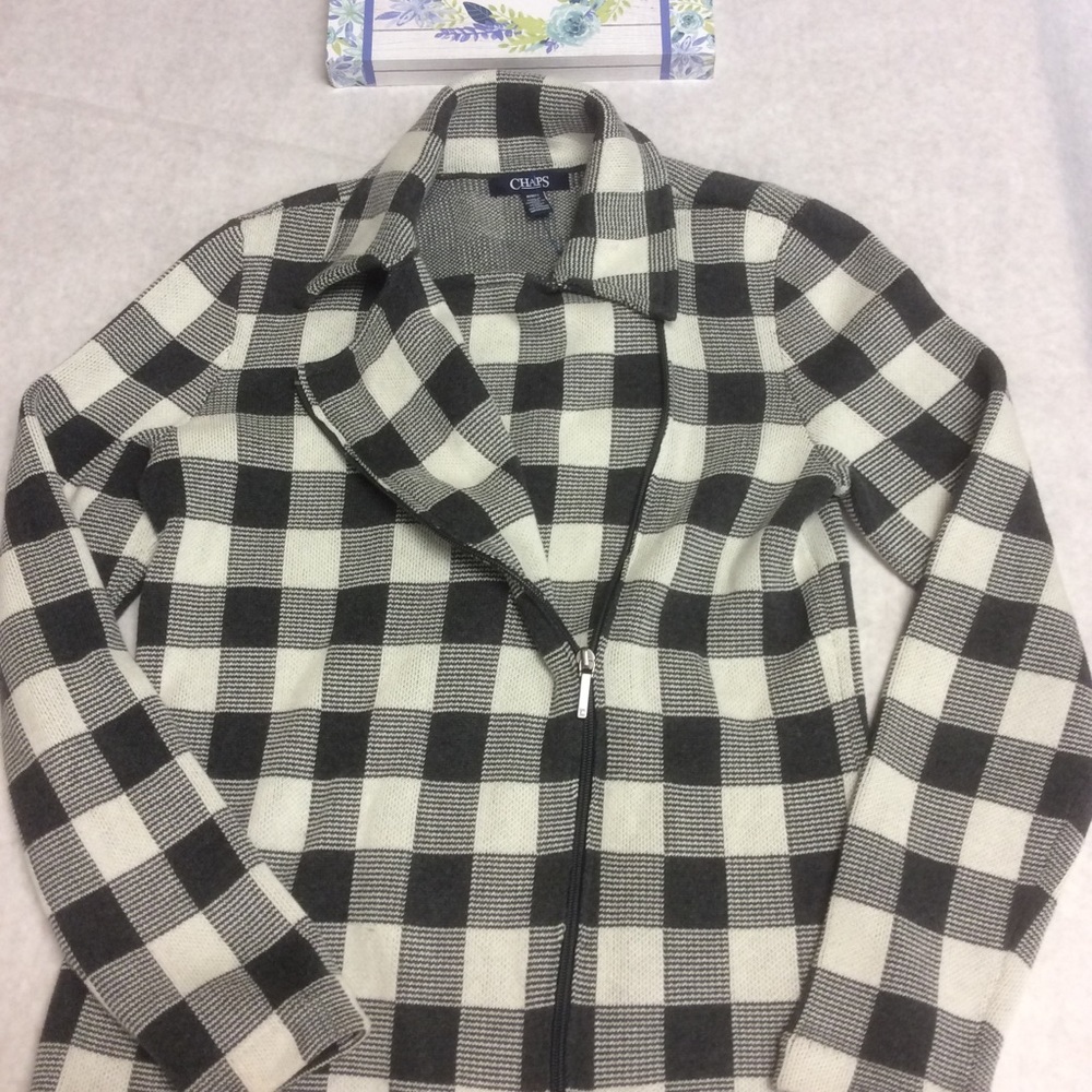 Chaps Checked Print Zip Jacket Size M - image 1